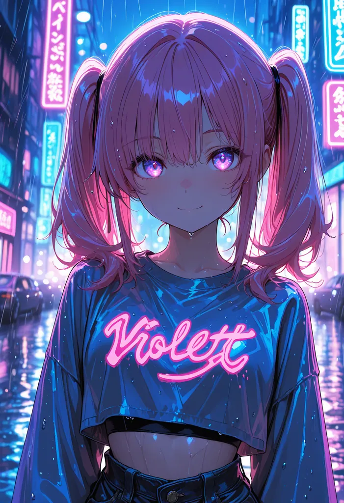 sena · neon street in the rain